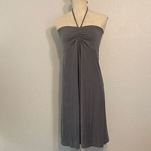 Patagonia Gray Ruched Halter Midi Dress Size Medium